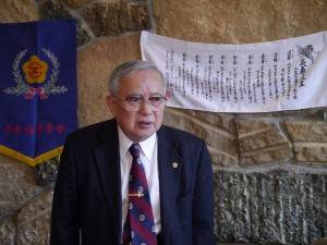 日本福祿壽會長林丕繼說明本次懇親會主題為健康長壽之道