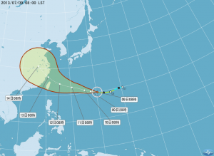 台風7号進路予報図(7月9日午前8時現在/中央気象局提供)