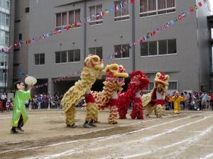 舞獅隊表演 雄獅震中華